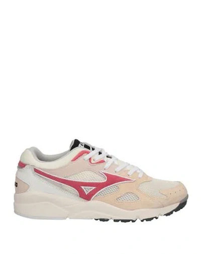 Mizuno Man Sneakers Beige Size 5 Pigskin, Textile Fibers