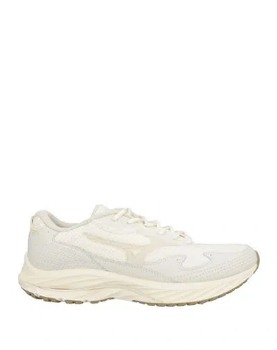Mizuno Man Sneakers Cream Size 12.5 Leather, Textile Fibers In White