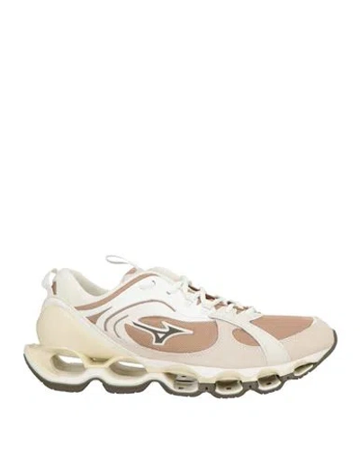 MIZUNO MIZUNO MAN SNEAKERS CREAM SIZE 9 LEATHER, TEXTILE FIBERS