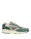 Mizuno Man Sneakers Green Size 9 Pigskin, Textile Fibers