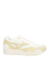 Mizuno Man Sneakers Pastel Yellow Size 9.5 Leather, Textile Fibers In White