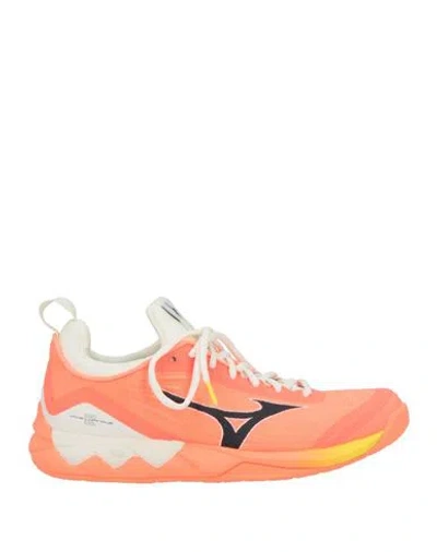 Mizuno Man Sneakers Salmon Pink Size 8 Textile Fibers