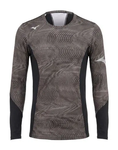 Mizuno Man T-shirt Black Size L Polyester, Polyacrylic, Elastane In Gray