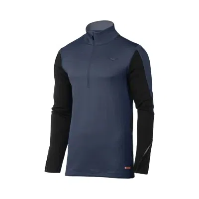 Mizuno Men's Breath Thermo Half Zip Top In Indigo/black In Blue