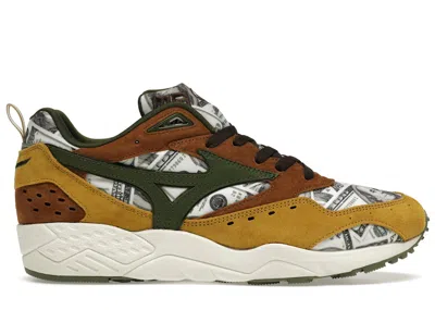 Pre-owned Mizuno Men's  Contender 24karats X Mita Sneakers In Olive/brown/white In Multi