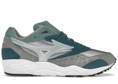 Pre-owned Mizuno Men's  Contender Hanon Grampus Dolphin Sneakers In Silver/trooper/evergreen