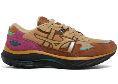 Pre-owned Mizuno Men's  Mujin Wave Rider Beta Digawel Sneakers In Cathay Spice/lark/wild Aster