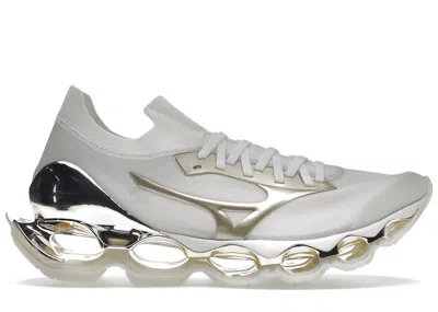 Pre-owned Mizuno Men's  Wave Prophecy Hajime Sorayama Sneakers In White/champagne Gold