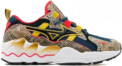 Pre-owned Mizuno Men's  Wave Rider 1 24 Kilates King Kobra Sneakers In Earth Gold/navy Blue/black