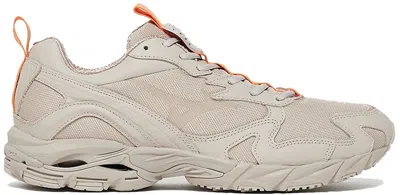 Pre-owned Mizuno Men's  Wave Rider 10 Beams Sneakers In Wood Ash/flame Orange In Multi