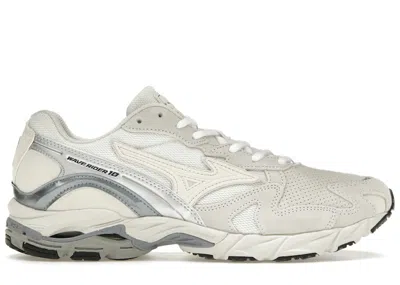Pre-owned Mizuno Men's  Wave Rider 10 Premium Sneakers In White/vaporous Grey/tradewinds In Multi