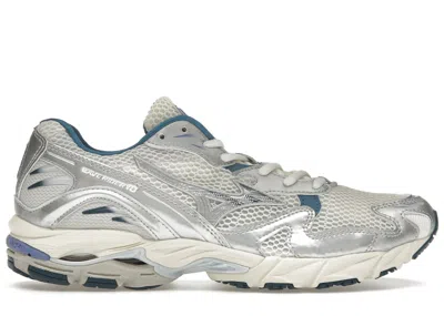 Pre-owned Mizuno Men's  Wave Rider 10 Sneakers In White/silver/blue