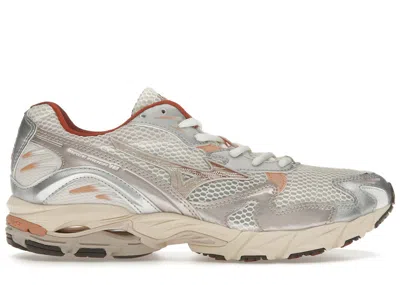 Pre-owned Mizuno Men's  Wave Rider 10 Sneakers In White/silver/orange