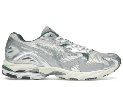 Pre-owned Mizuno Men's  Wave Rider 10 White Sneakers In Snow White/slate/bistro Green