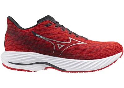 Pre-owned Mizuno Men's  Wave Rider 28 Sneakers In High Risk Red/white In Multi