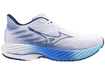 Pre-owned Mizuno Men's  Wave Rider 28 Sneakers In White/estate Blue