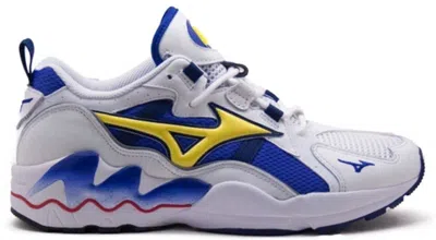 Pre-owned Mizuno Men's  Wave Rider Sneakers In White/blue/yellow In Multi