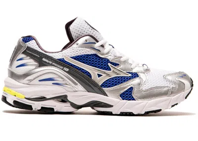 Pre-owned Mizuno Men's  Wave Rider Sneakers In White/silver/surf The Web In Multi