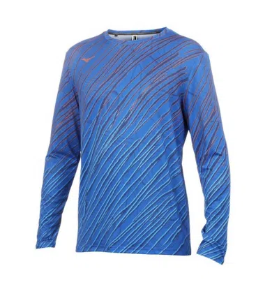 Mizuno Men's Printable Long Sleeve In Bark Olympian Blue In Multi