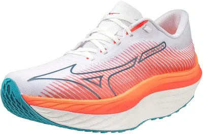 Pre-owned Mizuno Men's Wave Rebellion Pro Running Shoes - White / Silver / Orange - 11 Us