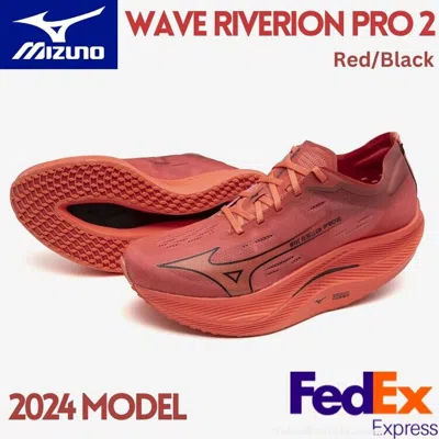 Pre-owned Mizuno Running Shoes Wave Rebellion Pro 2 Red/black U1gd2417 02 2024 Unisex