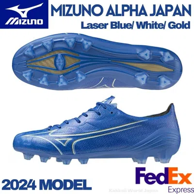 Pre-owned Mizuno Soccer Cleats  Alpha Japan P1ga246027 Laser Blue/white/gold