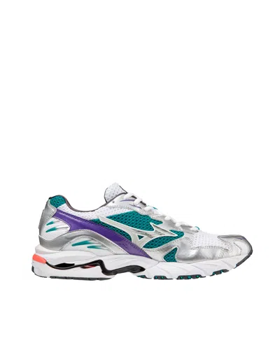 Mizuno Stylish Women's Mini Sneakers In White/silver/teal Blue