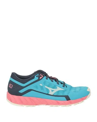 Mizuno Wave Ibuki Wos Woman Sneakers Azure Size 8.5 Textile Fibers, Synthetic Material In Blue