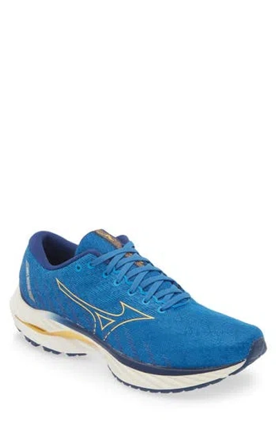 Mizuno Wave Inspire 19 Sneaker In Snorkel Blue-pale Marigold