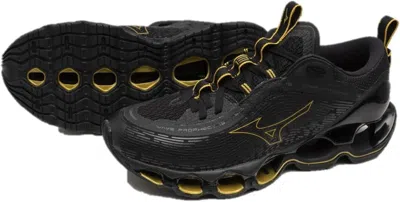 Pre-owned Mizuno Wave Prophecy 13 Running Shoes Black/gold J1gc2451 32 Size 10 Japan
