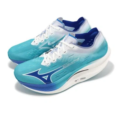 Pre-owned Mizuno Wave Rebellion Pro 2 Blue White Men Unisex Racing Running U1gd2417-51