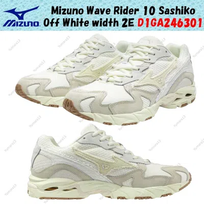 Pre-owned Mizuno Wave Rider 10 Sashiko Off White Width 2e D1ga246301 Men's Size