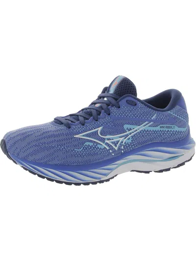 Mizuno Wave Rider 25 Womens Fitness Workout Running Shoes In Blue