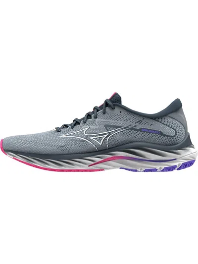 Mizuno Wave Rider 27 Womens Fitness Lifestyle Running & Training Shoes In Grey