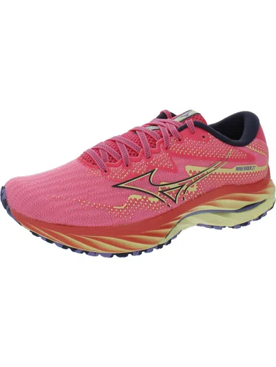 Mizuno Wave Rider 27 Womens Fitness Lifestyle Running & Training Shoes In Pink