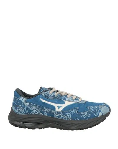 Mizuno Wave Rider Beta Man Sneakers Navy Size 11 Leather, Textile Fibers In Blue