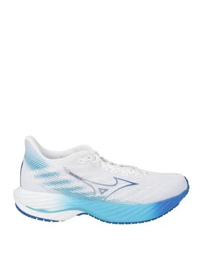 Mizuno Wave Rider Wos Woman Sneakers White Size 8.5 Textile Fibers, Synthetic Fibers In Blue