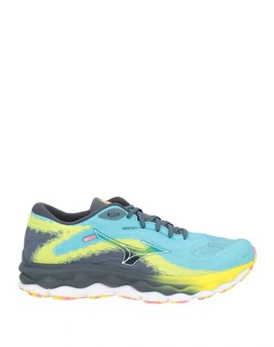 Mizuno Wave Sky Man Sneakers Azure Size 9.5 Textile Fibers In Blue