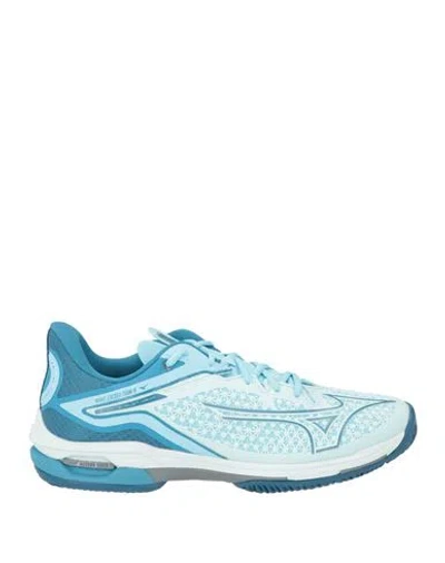 Mizuno Woman Sneakers Sky Blue Size 9 Textile Fibers In Multi