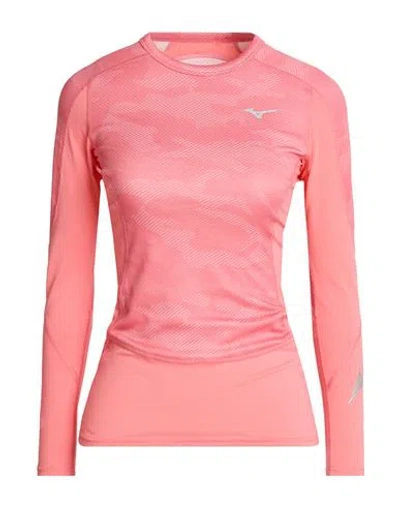 Mizuno Woman T-shirt Salmon Pink Size S Polyester, Polyacrylic, Elastane