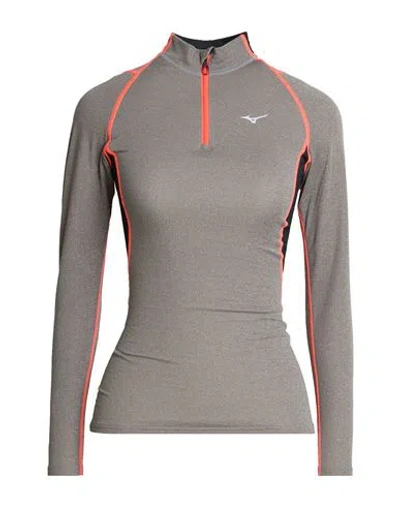 Mizuno Woman T-shirt Taupe Size Xs Polyester, Wool, Polyacrylic In Grey