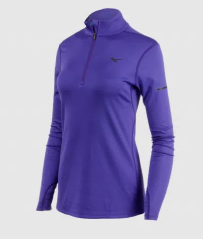 Mizuno Women's Breath Thermal Half Zip Long Sleeve Top In Deep Blue