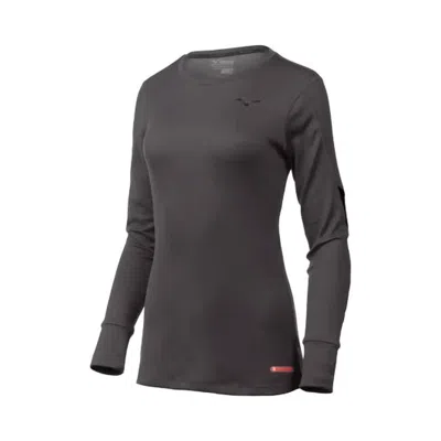 Mizuno Women's Breath Thermo Base Layer Long Sleeve Top In Magnet/black In Gray