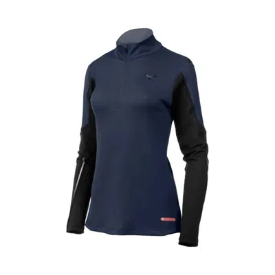 Mizuno Women's Breath Thermo Half Zip Top In Indigo/black In Blue