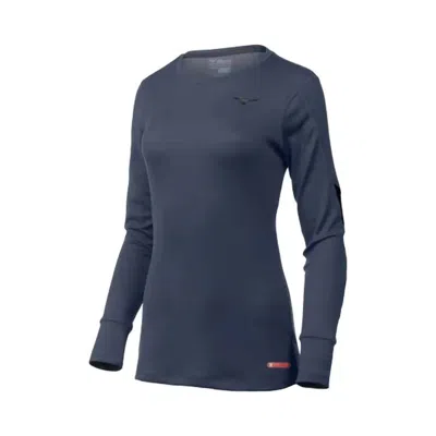 Mizuno Women's Breath Thermo Long Sleeve Top In Indigo/black In Blue