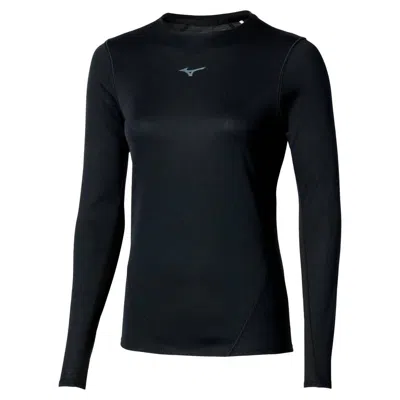 Mizuno Women's Tech Thermal Charge Breath Long Sleeve Tee In Black In Blue