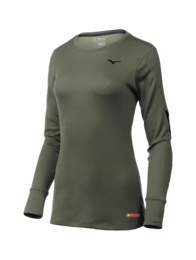 Mizuno Women's Thermo Base Layer Long Sleeve Top In Beetle In Green