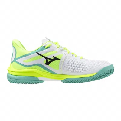 Mizuno Women's Wave Exceed Tour 6 Ac Tennis Shoes In White/lime In Multi