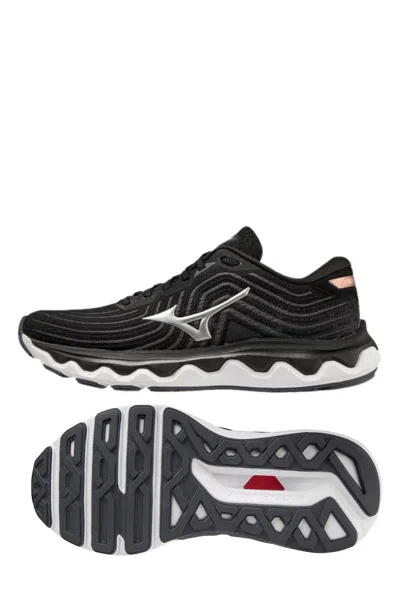 MIZUNO WOMEN'S WAVE HORIZON 6 RUNNING SHOES - B/MEDIUM WIDTH IN BLACK/SILVER