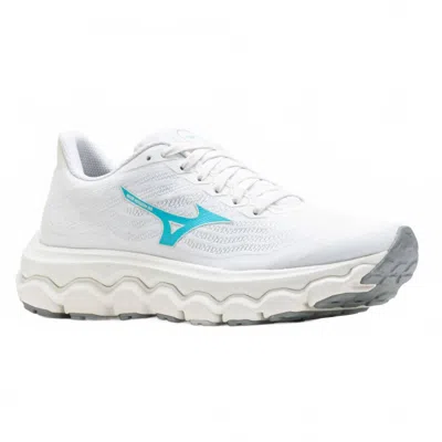 Mizuno Women's Wave Horizon 8 Shoes In White Tanager Turquoise Nimbus Cloud In Multi